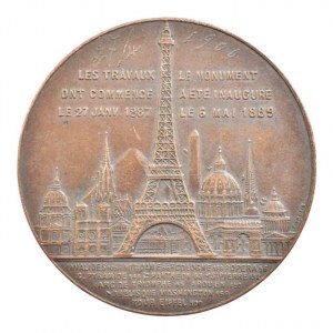 Francie, La Tour Eiffel 1889, Cu, 42mm