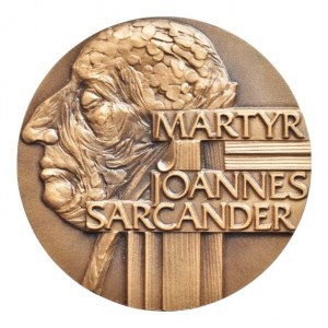 AE Medaile 1995 - Kanonizace Jana Sarkandra. Patinovaný bronz 50 mm
