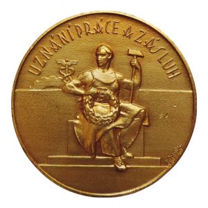 AE medaile nedatovaná ČSR 1918-1939, sign. J.Stehlík Uznání práci a zásluh Zemská jednota řemeslných a živnostenských společenstev pro Čechy