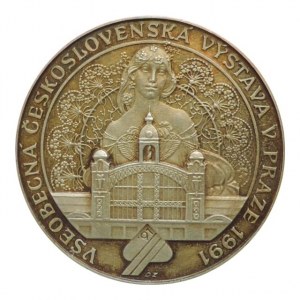 AR medaile 40mm/ 38,935g, punc 900, Všeobecná československá výstava v Praze 1991, razila Štátna mincovňa Kremnica, etue