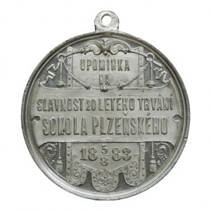 Sokol Plzeň 20 let 1883 33mm sig. Haberle ouš.