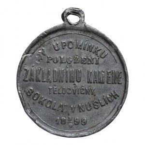 Sokol Nusle 1899 polož.základ.kamene tělocvičny 30mm ouš., dr.hr., dr.škr.