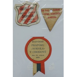 Stužky papírové Vokovice 1909, Kojetín, Chodov 1925 3ks