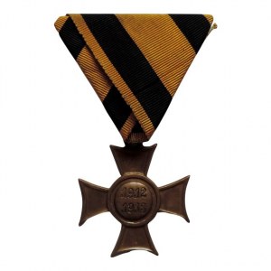Kříž pro vojenské dobrovolce 1912-13, negativní ražba, Bz jednostr. 35mm, stužka