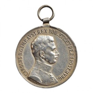 Karel I., medaile za statečnost  FORTITVDINI, Ag punc, 31mm, bez ztuhy
