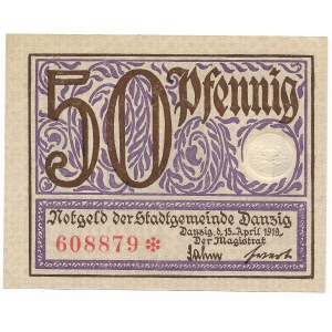 Danzig, 50 fenig 1919 - purple