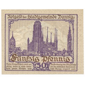 Danzig, 50 fenig 1919 - violett