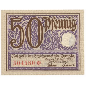Danzig, 50 fenig 1919 - violett