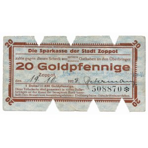 Sopot, Sparkasse der Stadt, 20 Goldpfennige 1923