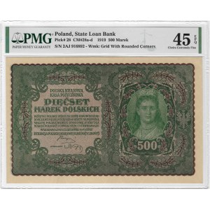 500 marek polskich 1919 - II serja AJ - PMG 45 EPQ