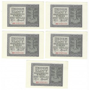 1 złoty 1941, seria BD - 5 kolejnych numerów