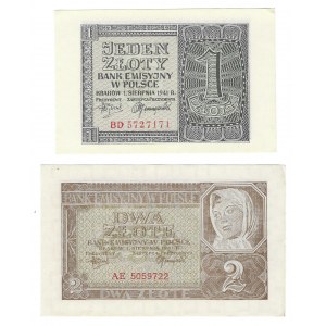 Satz, 2 Stück - 2 Gold 1941, AE-Serie, 1 Gold 1941 BD-Serie