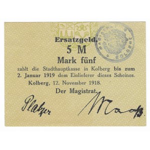 Kolobrzeg (Kolberg), 5 marks 1918