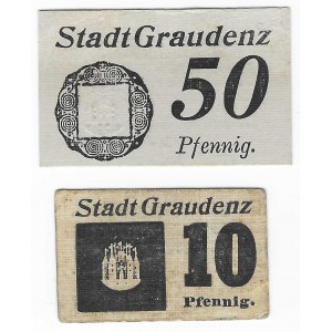 Grudziadz (Graudenz), 10 fenig 1917 and 50 fenig 1919