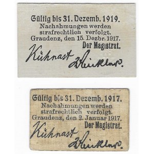 Grudziądz (Graudenz), 10 fenigów 1917 i 50 fenigów 1919