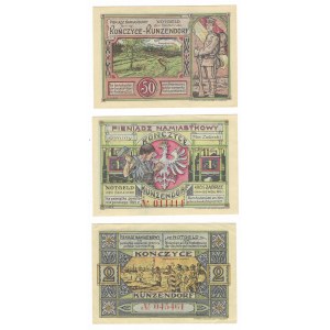 Kończyce (Kunzendorf), zestaw 3 sztuki (50 pfennigów, 1 marka, 2 marki) - 1923