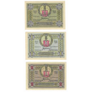 Kończyce (Kunzendorf), sada 3 kusov (50 fenigov, 1 marka, 2 marky) - 1923