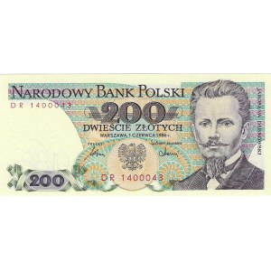 200 złotych 1986, seria DR