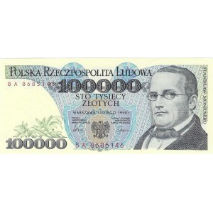 100.000 złotych 1990, seria BA