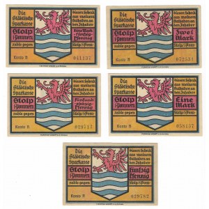 Slupsk (Stolp), set of 5 pieces - 2 marks, 1.5 marks, 1 mark, 75 fenigs, 50 fenigs