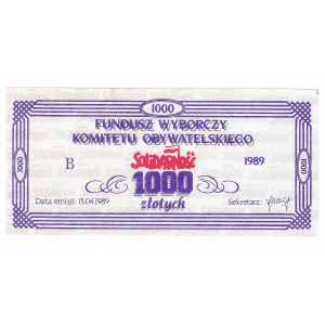 Solidarity, a brick of 1,000 zloty 1989 for the Electoral Fund of the Civic Committee