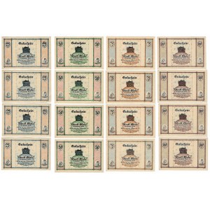 Kłodzko (Glatz), 25 fenigów, 50 fenigów, 75 fenigów, 100 fenigów 1921 - zestaw 16 sztuk