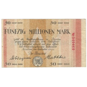 Wrocław (Breslau), 50 Millionen Mark 1923