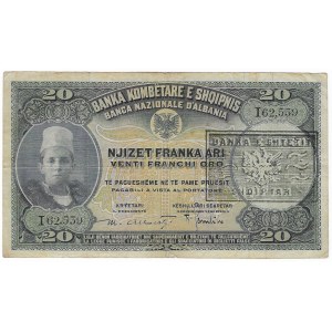 Albánsko, 20 Franga ari 1926 - Banka e Shtetit Shqiptar známka