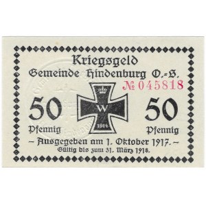 Zabrze (Hindenburg), 50 Fenig 1917 - selten in Ausgabezustand