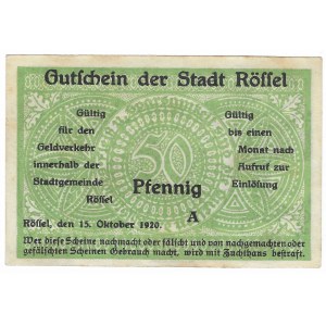 Reszel (Rössel), 50 fenig 1920 - zriedkavejšie