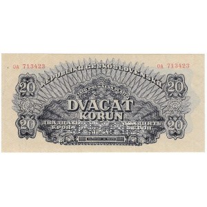 Tschechoslowakei, 20 Kronen, Serie OA, 1944. - BESONDERHEITEN