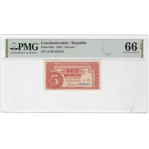 Czechosłowacja, 5 koron, 1949r. - PMG 66 EPQ