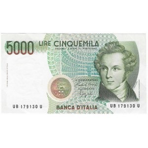 Italy, 5000 lira, 1985.