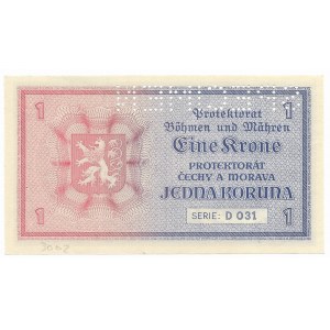 Protektorat Czech i Moraw, 1 korona 1940 (ND) - SPECIMEN