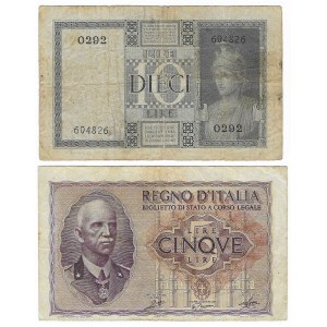 Italien Satz von 5 Lire 1940 und 10 Lire 1938