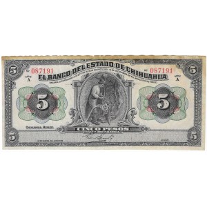 Meksyk, Chihuahua 5 Pesos 1913