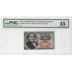 Stany Zjednoczone Ameryki, 25 centów, Fractional Currency, piąta emisja - PMG 45