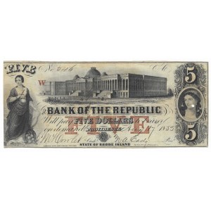 Vereinigte Staaten von Amerika, $5 1853, Rhode Island - Bank of the Republic