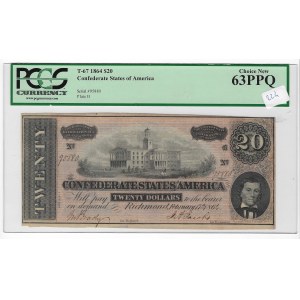 Vereinigte Staaten von Amerika, $20 1864, PCGS 63 PPQ