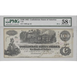 Vereinigte Staaten von Amerika, $100 1862, Die Konföderierten Staaten von Amerika Richmond - PMG 58