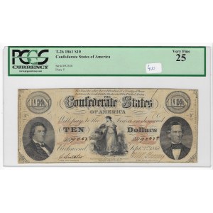 Vereinigte Staaten von Amerika, $10 1861, Die Konföderierten Staaten von Amerika Richmond - PMG 25
