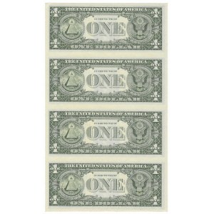 Vereinigte Staaten von Amerika, unbeschnittenes Blatt 4 x 1 Dollar 1985