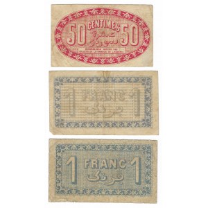 Alžírsko, 50 centimů 1919, 1 frank 1921, 1 frank 1920 - sada 3 kusů