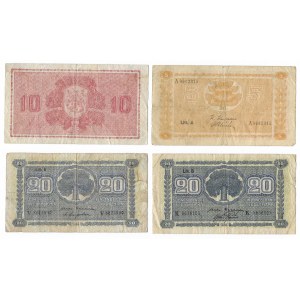 Finlandia, 5, 10, 2 x 20 Markkaa 1945 - zestaw 4 sztuki