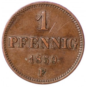 Niemcy, Saksonia, 1 fenig 1859 F - Drezno