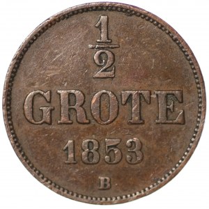 Niemcy, Oldenburg, Nicolaus Friedrich Peter, 1/2 Grote 1853 B