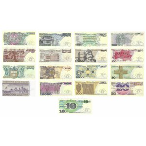 Zestaw banknotów obiegowych w emisyjnych stanach - zestaw 17 sztuk