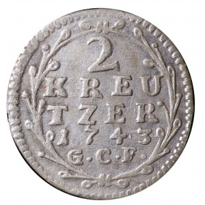 Germany, Hessen-Darmstadt, Ludwig VIII, 2 crores 1743
