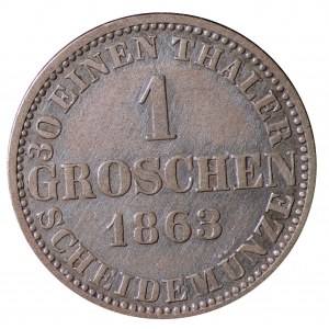 Německo, Hannover, 1 silber groschen 1863 B