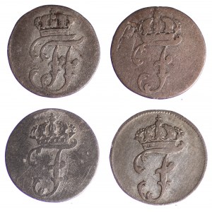 Allemagne, Mecklenburg-Schwerin, Schwerin Friedrich, 1 Schilling - ensemble de 4 pièces